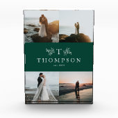 Rustiek monogram groene bruiloft collage fotoblokken (Voorkant)