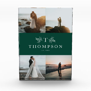 Rustiek monogram groene bruiloft collage fotoblokken