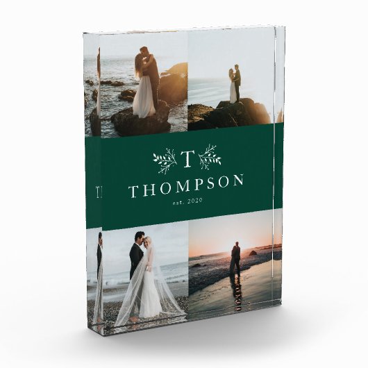 Rustiek monogram groene bruiloft collage fotoblokken (Links)