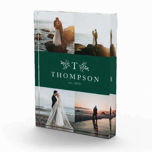 Rustiek monogram groene bruiloft collage fotoblokken (Rechts)