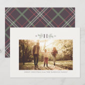 Rustiek monogram horizontale kerstfoto feestdagenkaart (Voorkant / Achterkant)