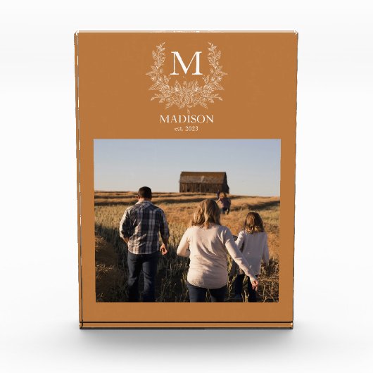 Rustiek monogram Koper gepersonaliseerd initiaal Fotoblokken (Voorkant)