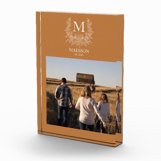 Rustiek monogram Koper gepersonaliseerd initiaal Fotoblokken (Rechts)