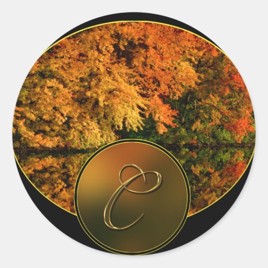 Rustiek Monogram Letter C Herfst Bruiloft Envelop Ronde Sticker (Voorkant)