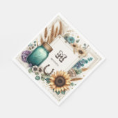 Rustiek Monogram Mason Jar Zonnebloemen Servet (Hoek)