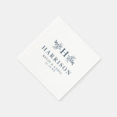 Rustiek monogram navy blauwe bruiloft servet (Hoek)