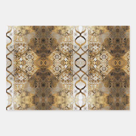 Rustiek Monogram Patroon: Tan & Cream Stijl Inpakpapier Vel (Voorkant 3)