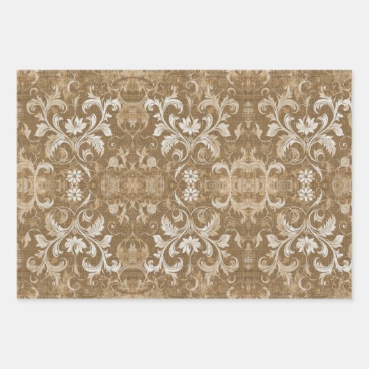 Rustiek Monogram Patroon: Tan & Cream Stijl Inpakpapier Vel (Voorkant 2)