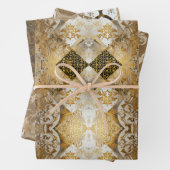 Rustiek Monogram Patroon: Tan & Cream Stijl Inpakpapier Vel (In situ)