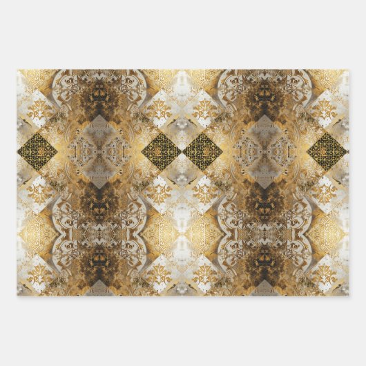 Rustiek Monogram Patroon: Tan & Cream Stijl Inpakpapier Vel (Voorkant)