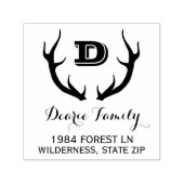 Rustiek Monogram retouradres | Hertengewei Zelfinktende Stempel (Design)