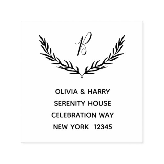 Rustiek Monogram Retouradres Zelf Inking Stempel (Design)