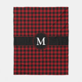 Rustiek monogram rood en zwart geruite patroon fleece deken (Voorkant)
