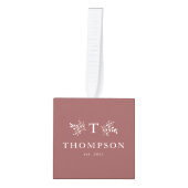 Rustiek monogram roos drie foto familienaam decoratie (Voorkant)