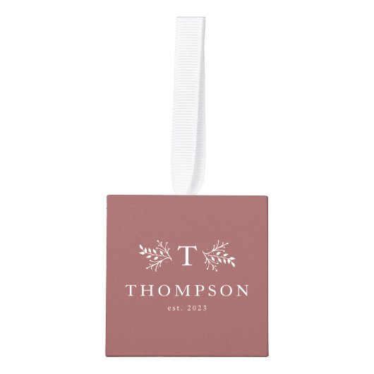 Rustiek monogram roos drie foto familienaam decoratie (Voorkant)