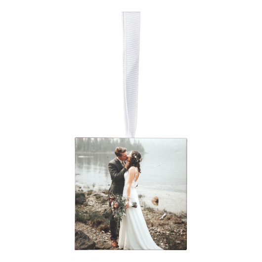 Rustiek monogram roos drie foto familienaam decoratie (Rechts)