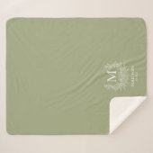 Rustiek monogram Sage Green gepersonaliseerd initi Sherpa Deken (Voorkant (horizontaal))