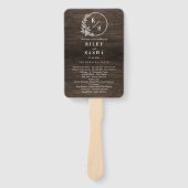 Rustiek Monogram Trouwceremonie Programma Fan Handwaaier (Voorkant)