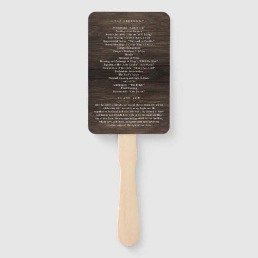 Rustiek Monogram Trouwceremonie Programma Fan Handwaaier (Achterkant)