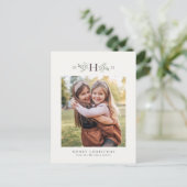 Rustiek monogram vakantiefoto briefkaart (Staand voorkant)