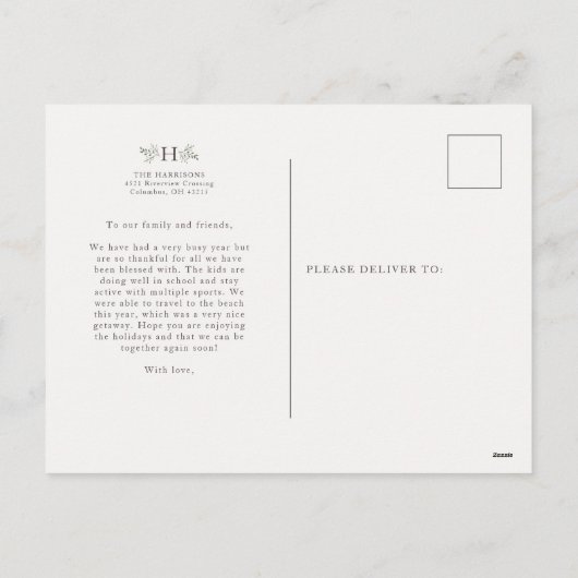 Rustiek monogram vakantiefoto briefkaart (Achterkant)