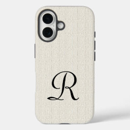 Rustiek monogram van Faux Burlap iPhone 16 Hoesje
