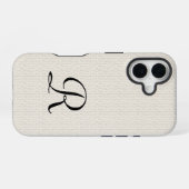 Rustiek monogram van Faux Burlap iPhone 16 Hoesje (Achterkant horizontaal)