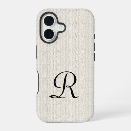Rustiek monogram van Faux Burlap iPhone 16 Hoesje (Achterkant)