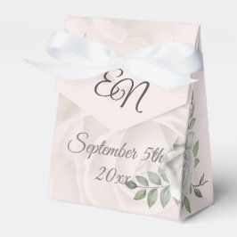 Rustiek Monogram witte rozen Bloemen bruiloft Bedankdoosjes