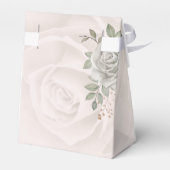 Rustiek Monogram witte rozen Bloemen bruiloft Bedankdoosjes (Achterkant)