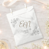 Rustiek Monogram witte rozen Bloemen bruiloft Bedankzakje (Geknipt)