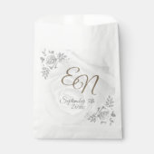Rustiek Monogram witte rozen Bloemen bruiloft Bedankzakje (Voorkant)