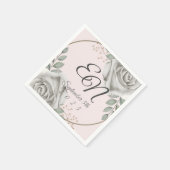 Rustiek Monogram witte rozen Bloemen bruiloft Servet (Hoek)