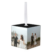 Rustiek monogram zwart wit 3 foto familienaam decoratie (Achter hoekig)