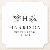 Rustiek monogram zwart wit eenvoudige klassieke br kartonnen onderzetters (Voorkant)