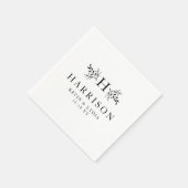 Rustiek monogram zwart-wit trouwdatum servet (Hoek)