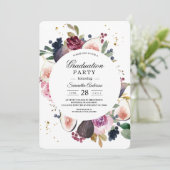 Rustiek Moody Bourgondië Bloemen & Berry Afstudere Kaart (Staand voorkant)