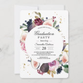 Rustiek Moody Bourgondië Bloemen & Berry Afstudere Kaart (Voorkant)