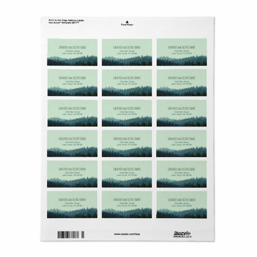 Rustiek Mountain adres label standaard maat blauw (Full Sheet)