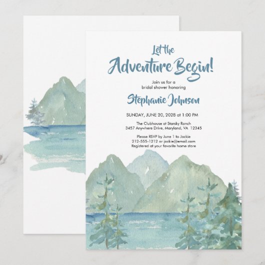 Rustiek Mountain Adventure Waterverf Vrijgezellenf Kaart (Voorkant / Achterkant)