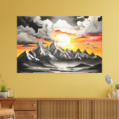 Rustiek Mountain Sunrise Landschap Canvas Afdruk (Insitu (Woonkamer))