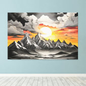 Rustiek Mountain Sunrise Landschap Canvas Afdruk (Insitu (Houten vloer))