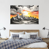 Rustiek Mountain Sunrise Landschap Canvas Afdruk (Insitu (Slaapkamer))