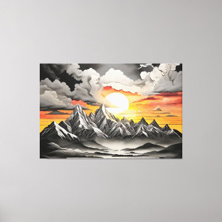 Rustiek Mountain Sunrise Landschap Canvas Afdruk