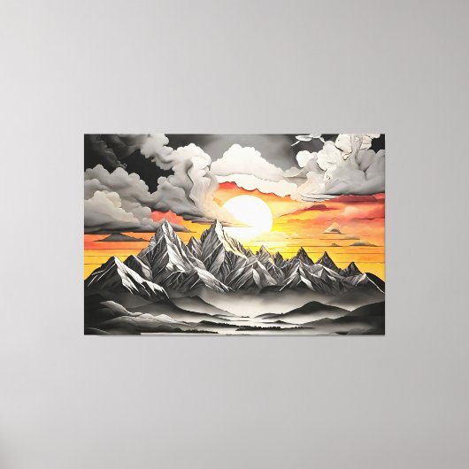 Rustiek Mountain Sunrise Landschap Canvas Afdruk (Voorkant)