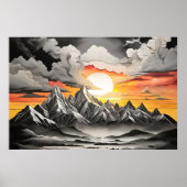 Rustiek Mountain Sunrise Landschap Poster (Voorkant)