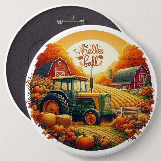 Rustiek/ najaar op het boerderij ronde button 6,0 cm (Voorkant /achterkant)