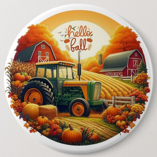 Rustiek/ najaar op het boerderij ronde button 6,0 cm (Voorkant)