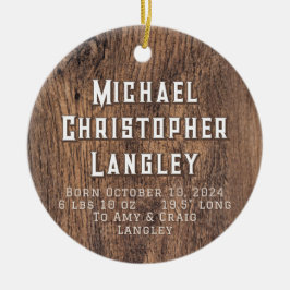 Rustiek Natuurlijk Hout Land Geboortegegevens Vaka Keramisch Ornament