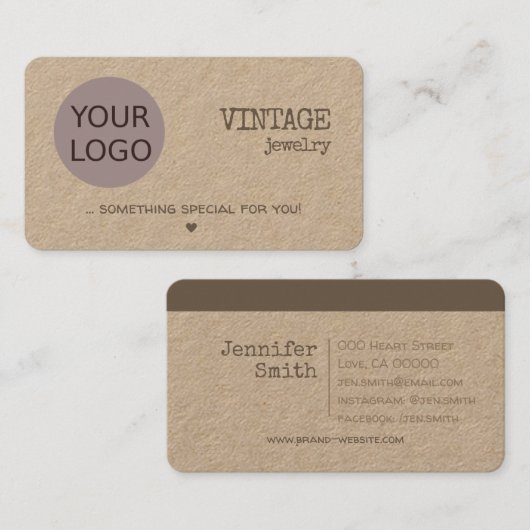 rustiek natuurlijk papier eenvoudige bruine kraft visitekaartje (Voorkant / Achterkant)
